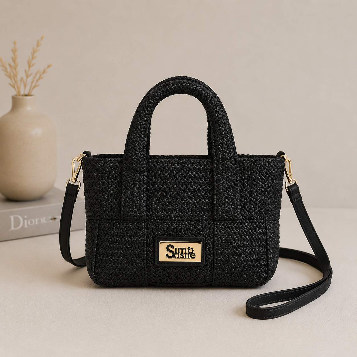 Sac à main noir en tissu