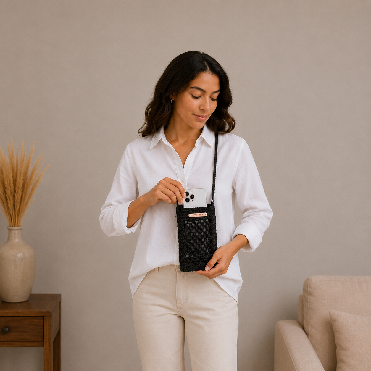 Porte téléphone Noir