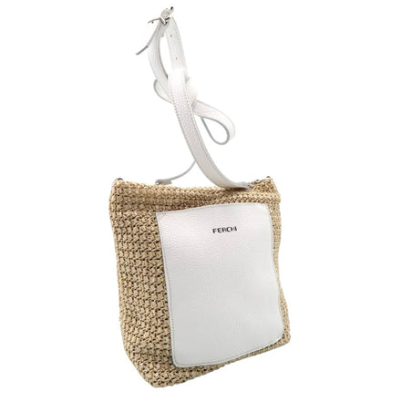 Sac à main bi matière blanc