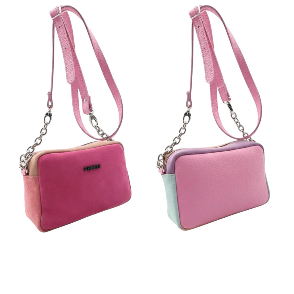 Petit sac en cuir rose fuchsia