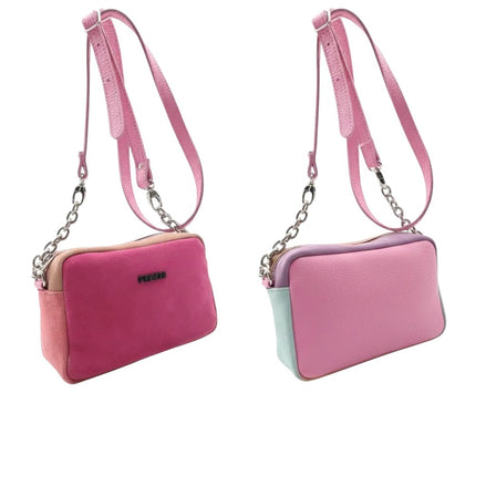 Petit sac en cuir rose fuchsia