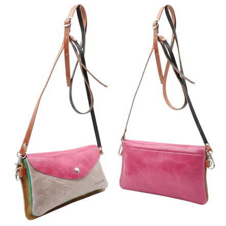 Sac bandoulière en cuir bicolore