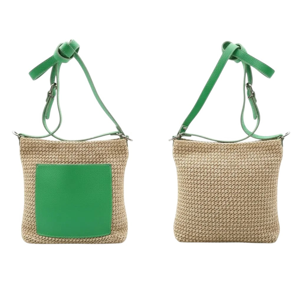 Sac à main bi matière vert