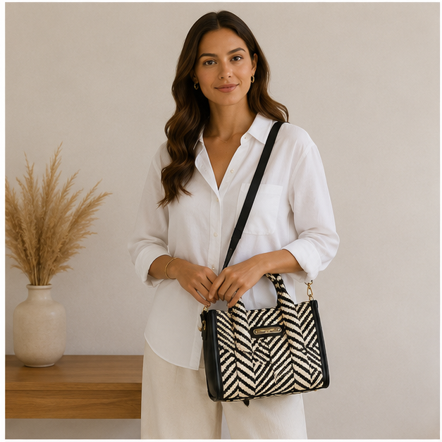 Sac zébré en osier