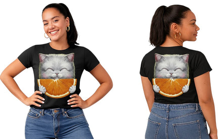 T-shirt Adulte Chat avec Orange
