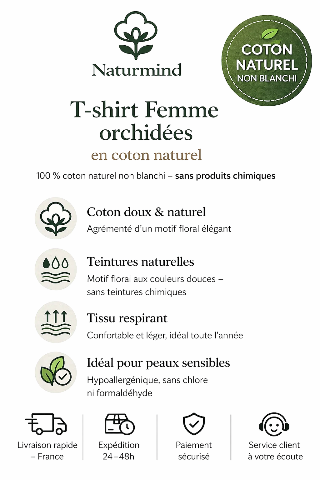 T-shirt Femme orchidées