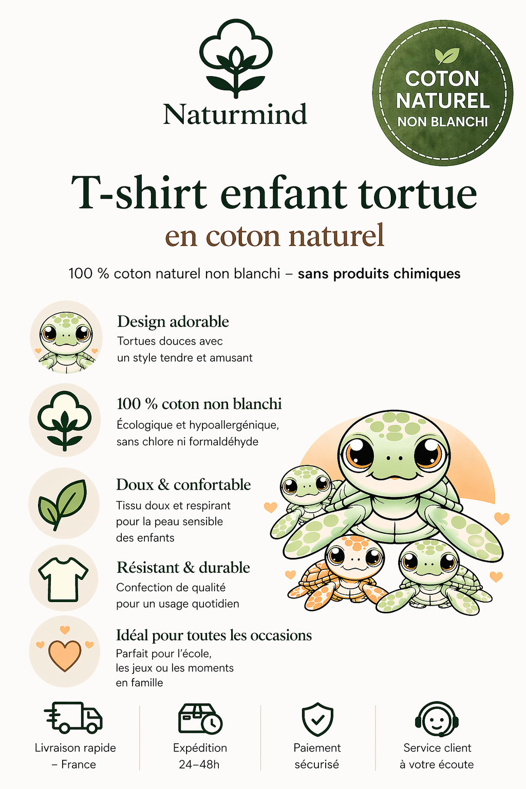 T-shirt Enfant Tortue