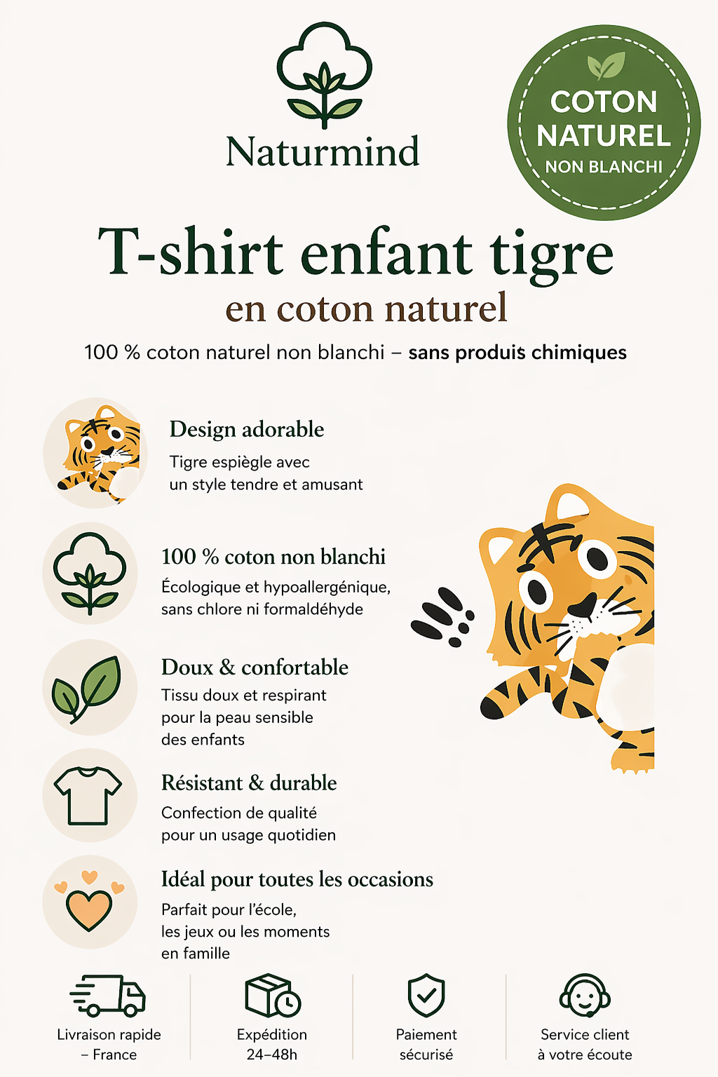 T-shirt Enfant Tigre