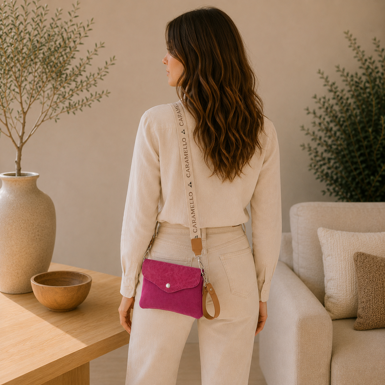 Sac en cuir fuchsia