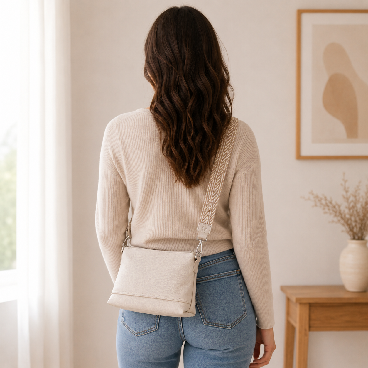 Sac à main en cuir beige