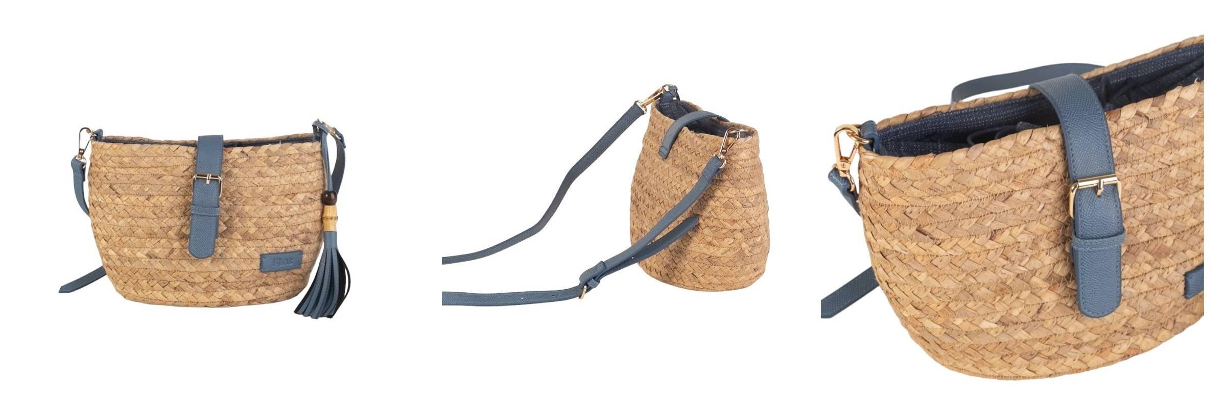 Sac bandoulière tressé bleu