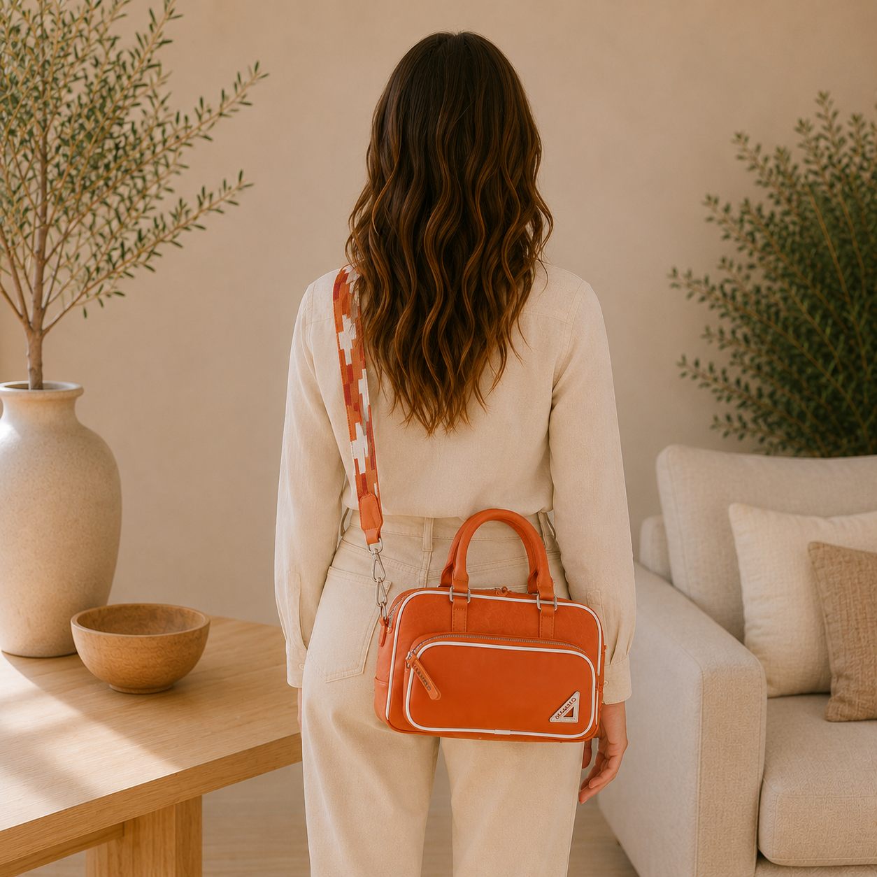 Sac en cuir orange