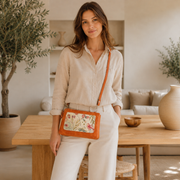 Sac en cuir à motif Orange Bandouliére
