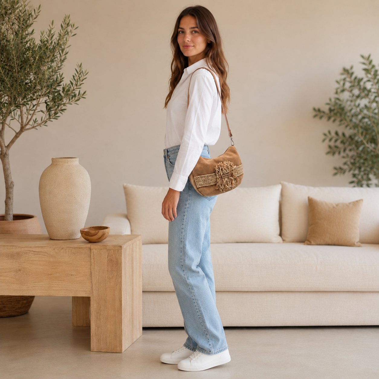 Sac bandoulière camel