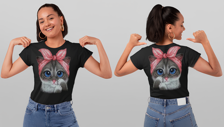 T-shirt Adulte Chat nœud Rose