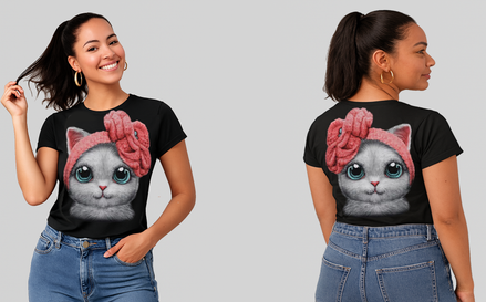 T-shirt Adulte Chat serre-tête Rose