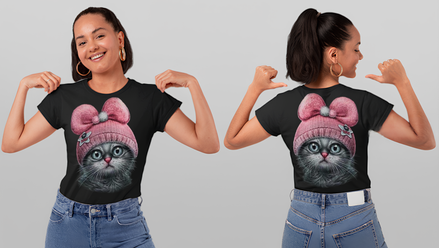 T-shirt Adulte Chat Bonnet Rose