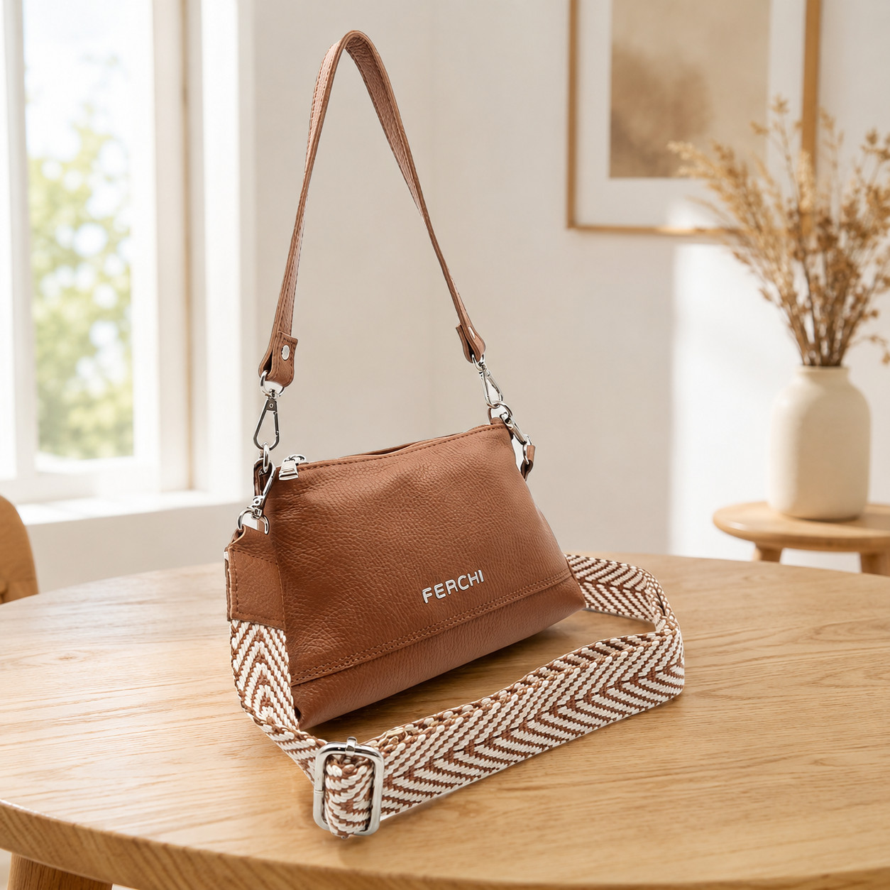 Sac à main en cuir marron