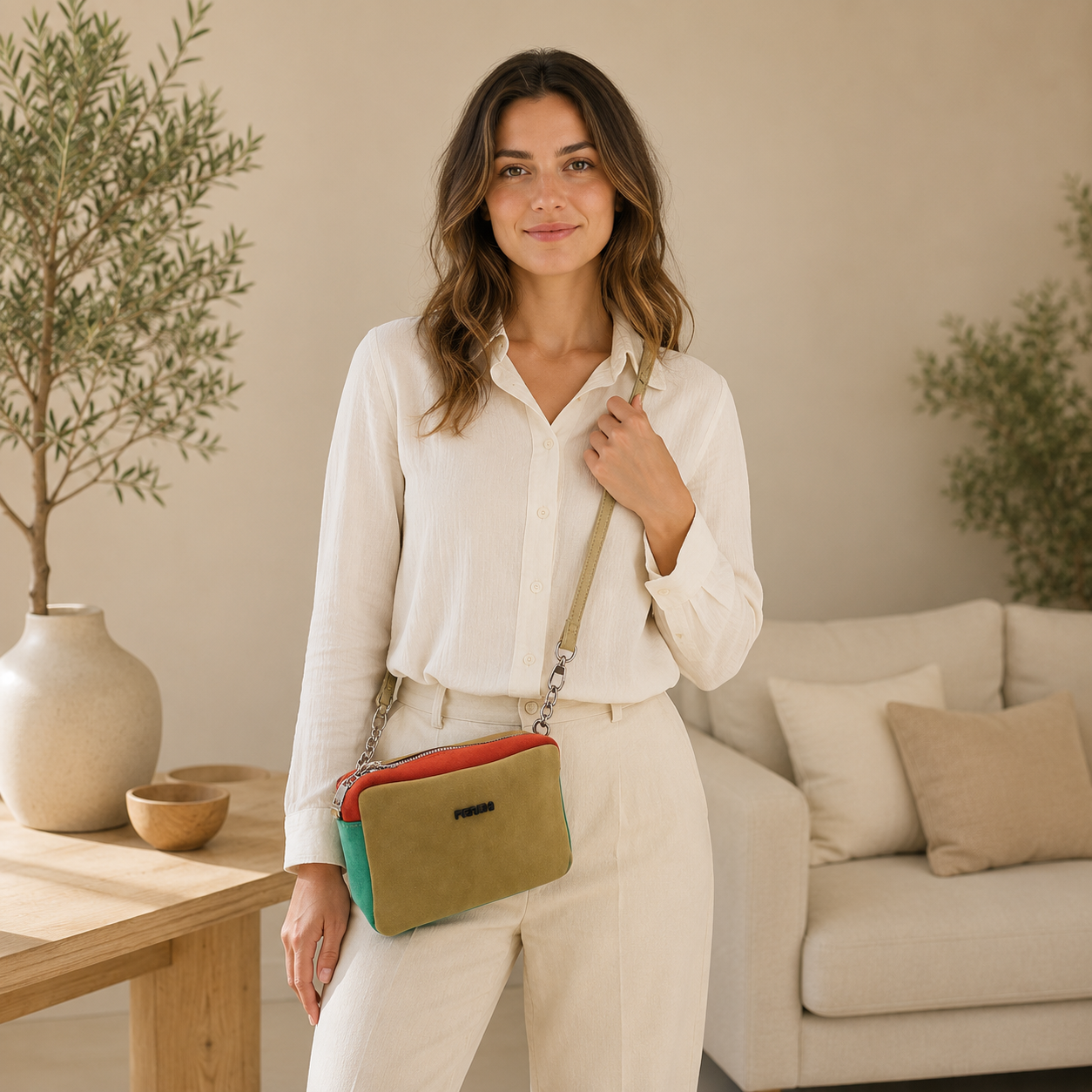 Sac en cuir  vert