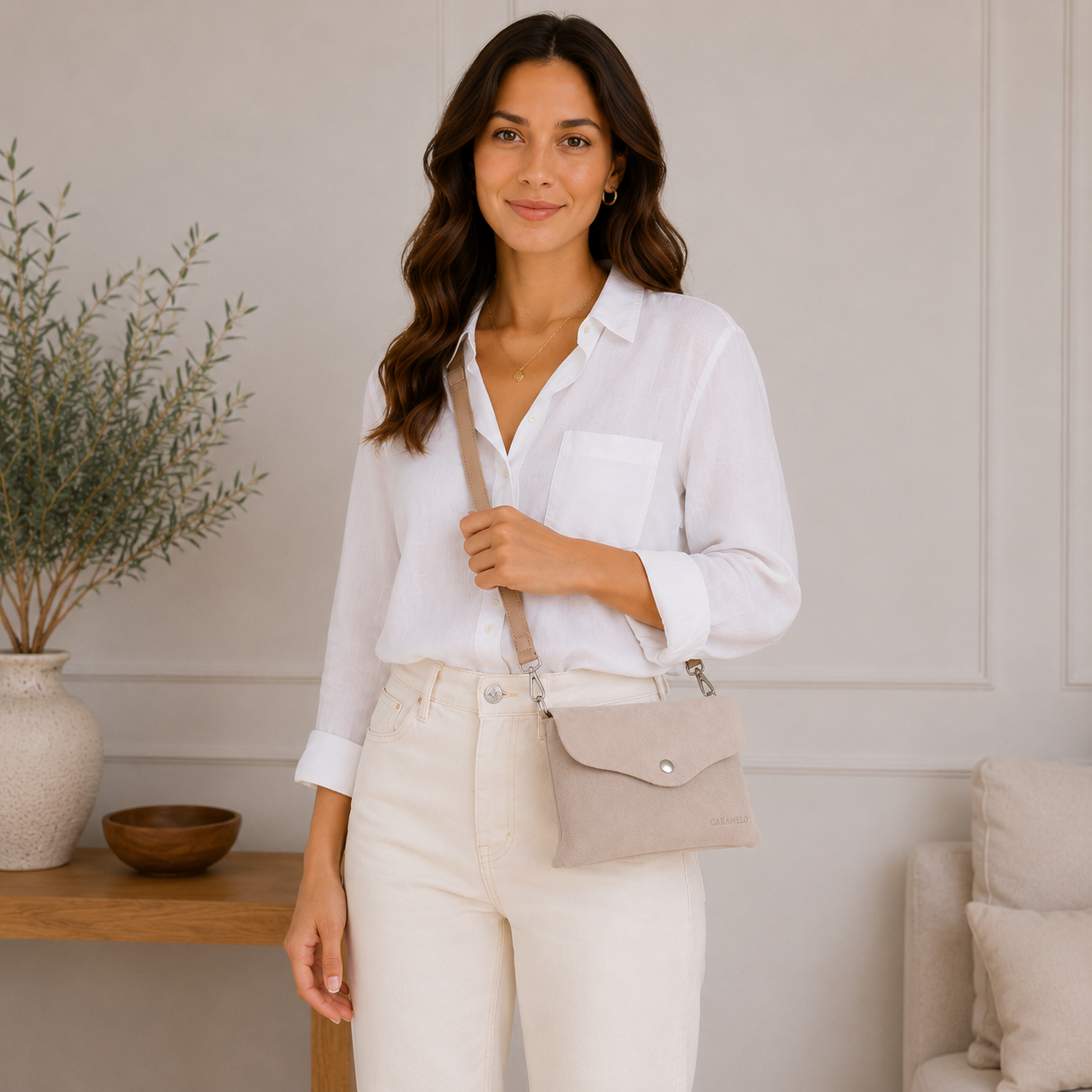 Sac bandoulière beige