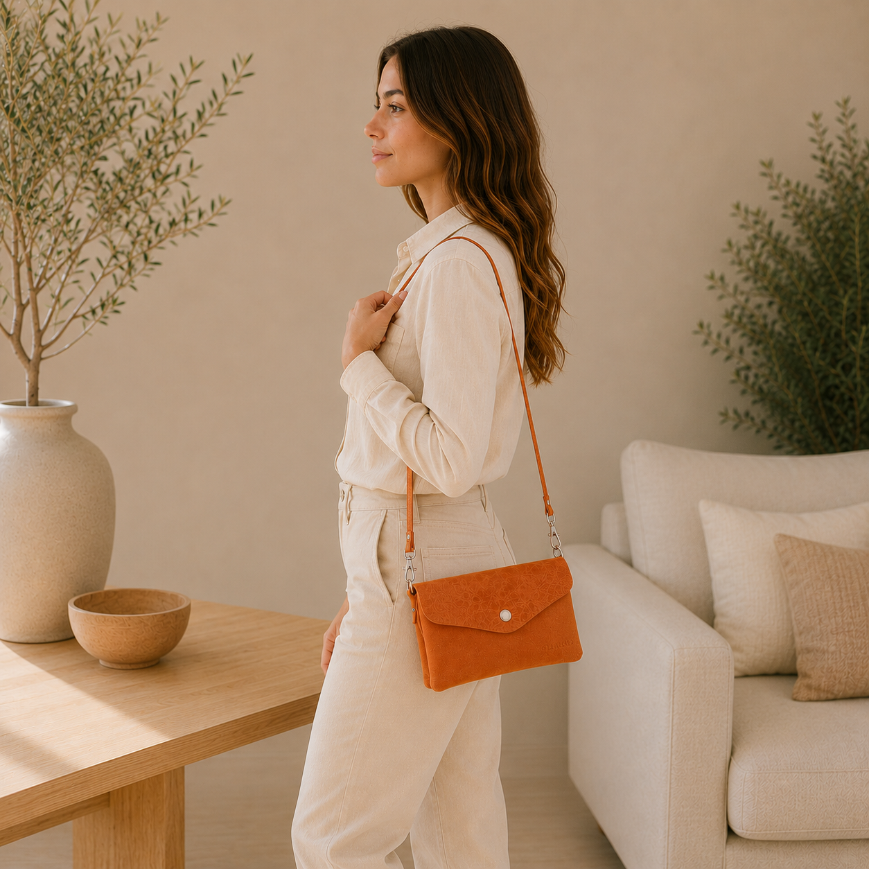 Sac en cuir orange
