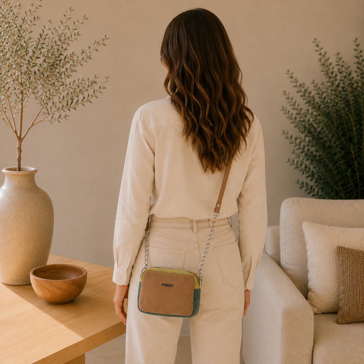 Sac en cuir camel