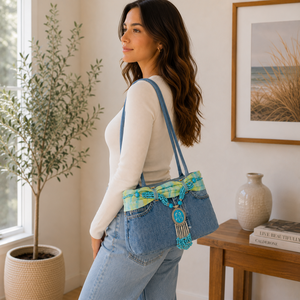 Sac à main en jean Bleu
