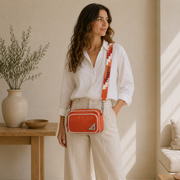 Sacoche en cuir orange