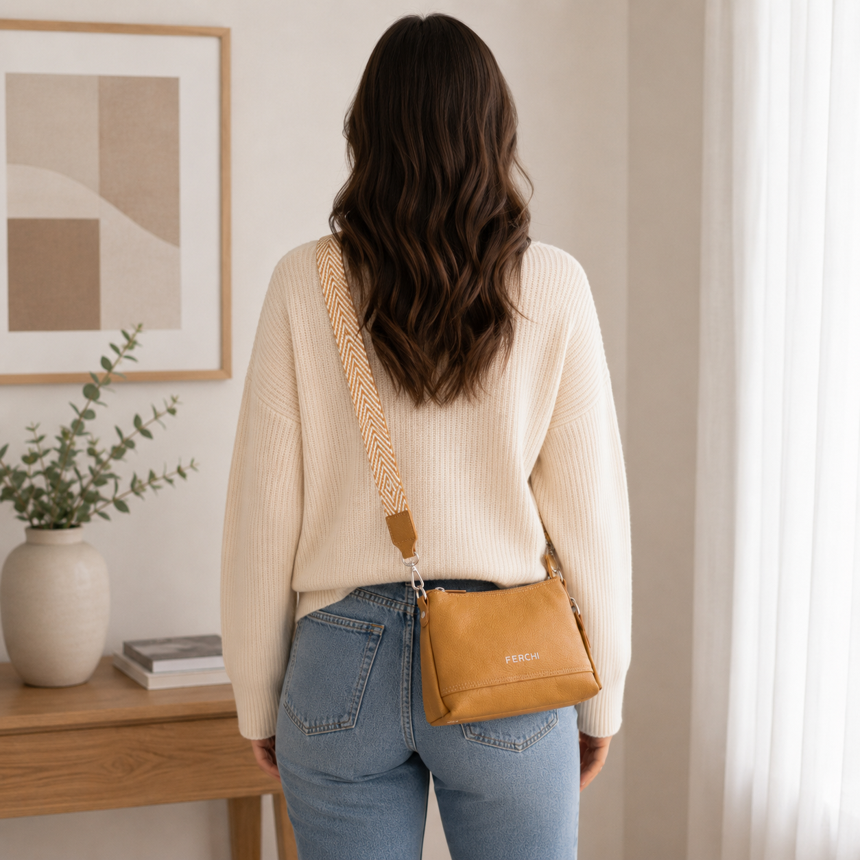 Sac à main en cuir moutarde