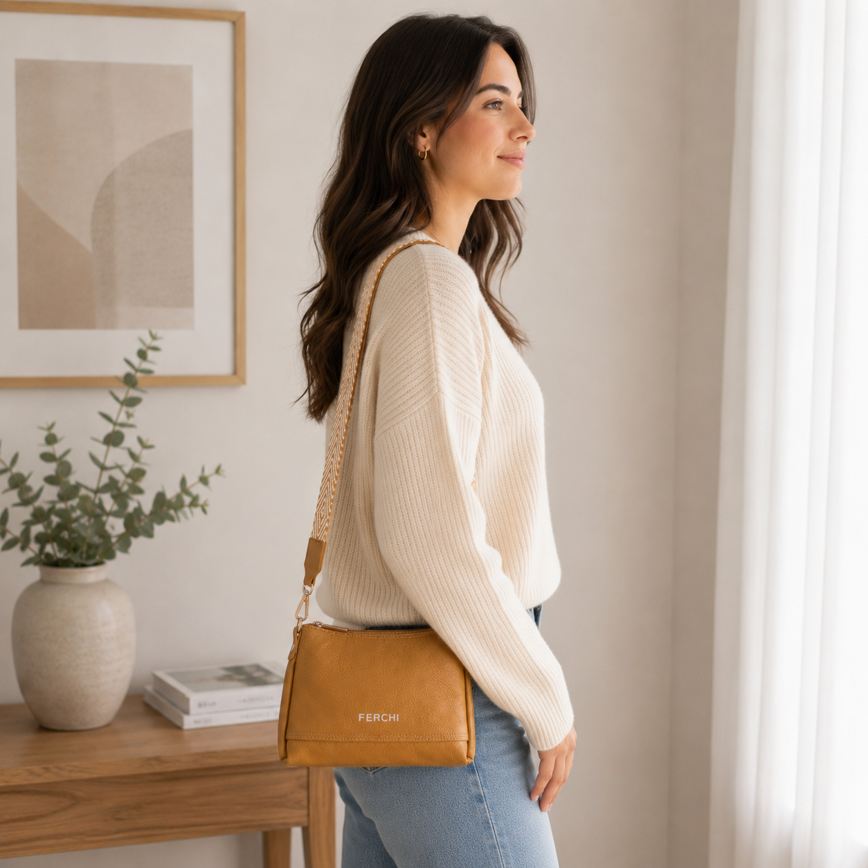 Sac à main en cuir moutarde