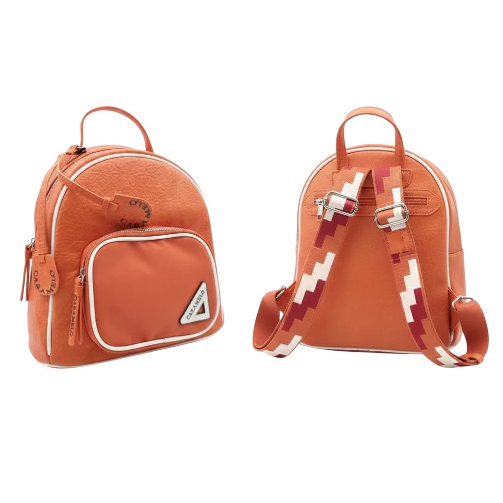 Sac à dos en cuir orange