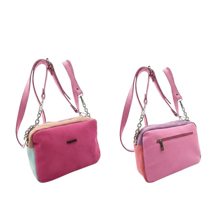 Sacoche en cuir rose fuchsia