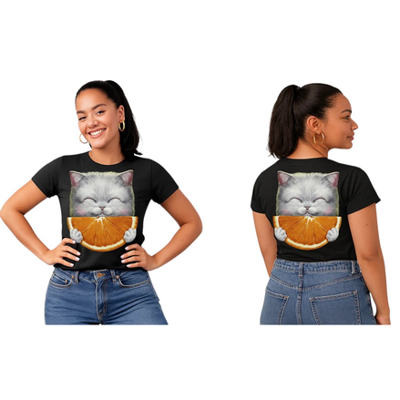 T-shirt Adulte Chat avec Orange