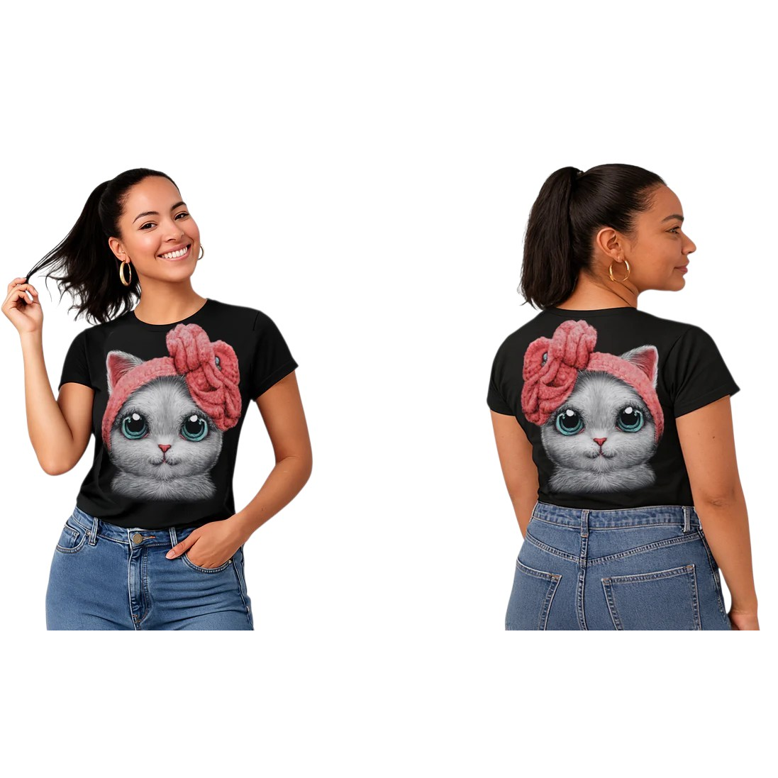 T-shirt Adulte Chat serre-tête Rose